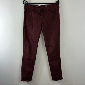 AG Adriano Goldschmied The Prima Cigarette Leg Pants in Burgundy Red Size 30R